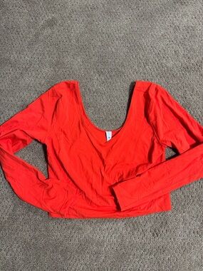 lululemon athletica Bright Red Long-Sleeve Scoop-Neck Top